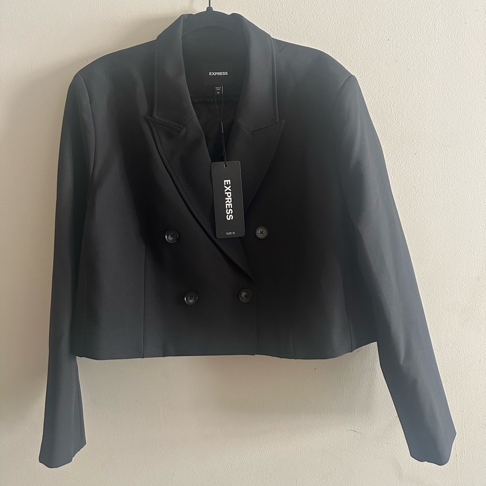 Express Black Cropped Double-Breasted Blazer Size XL NWT